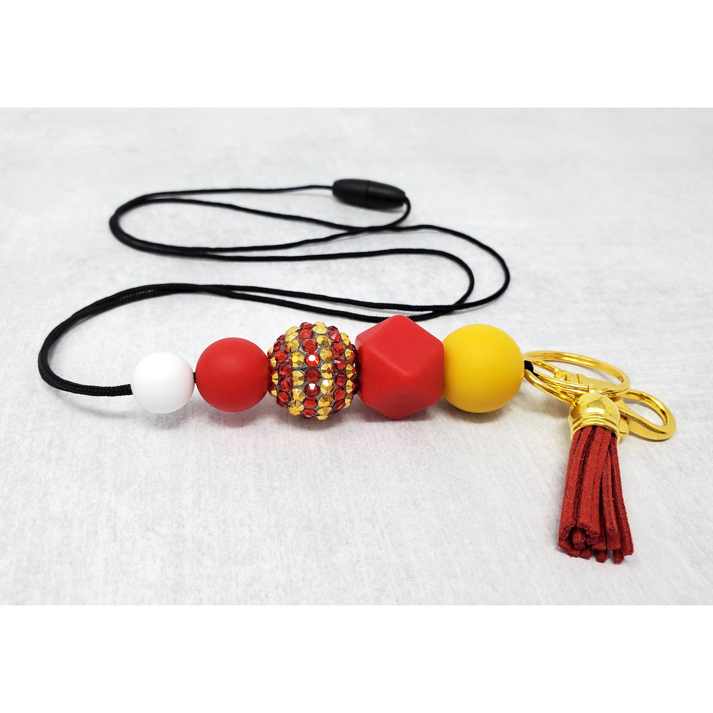 Red, Sunflower, and White Silicone Lanyard