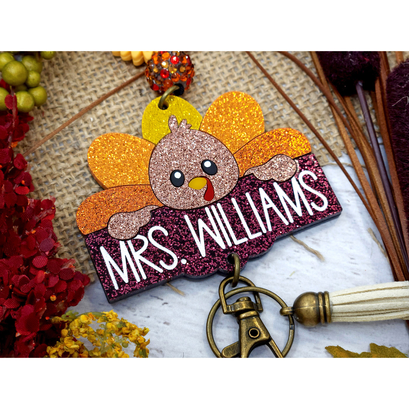Personalized Thanksgiving Turkey Lanyard