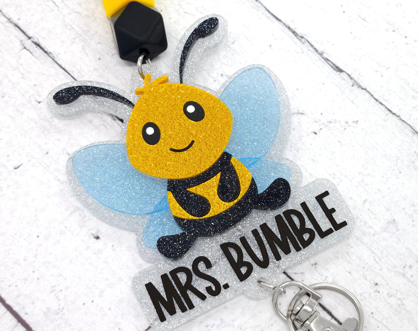 Personalized Acrylic Bumblebee Lanyard