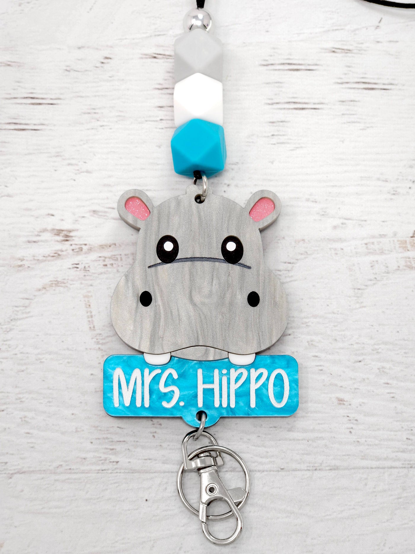 Personalized Acrylic Hippo Lanyard