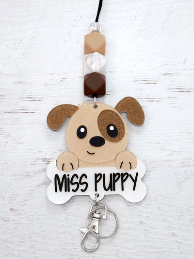 Personalized Acrylic Cute Puppy Lanyard