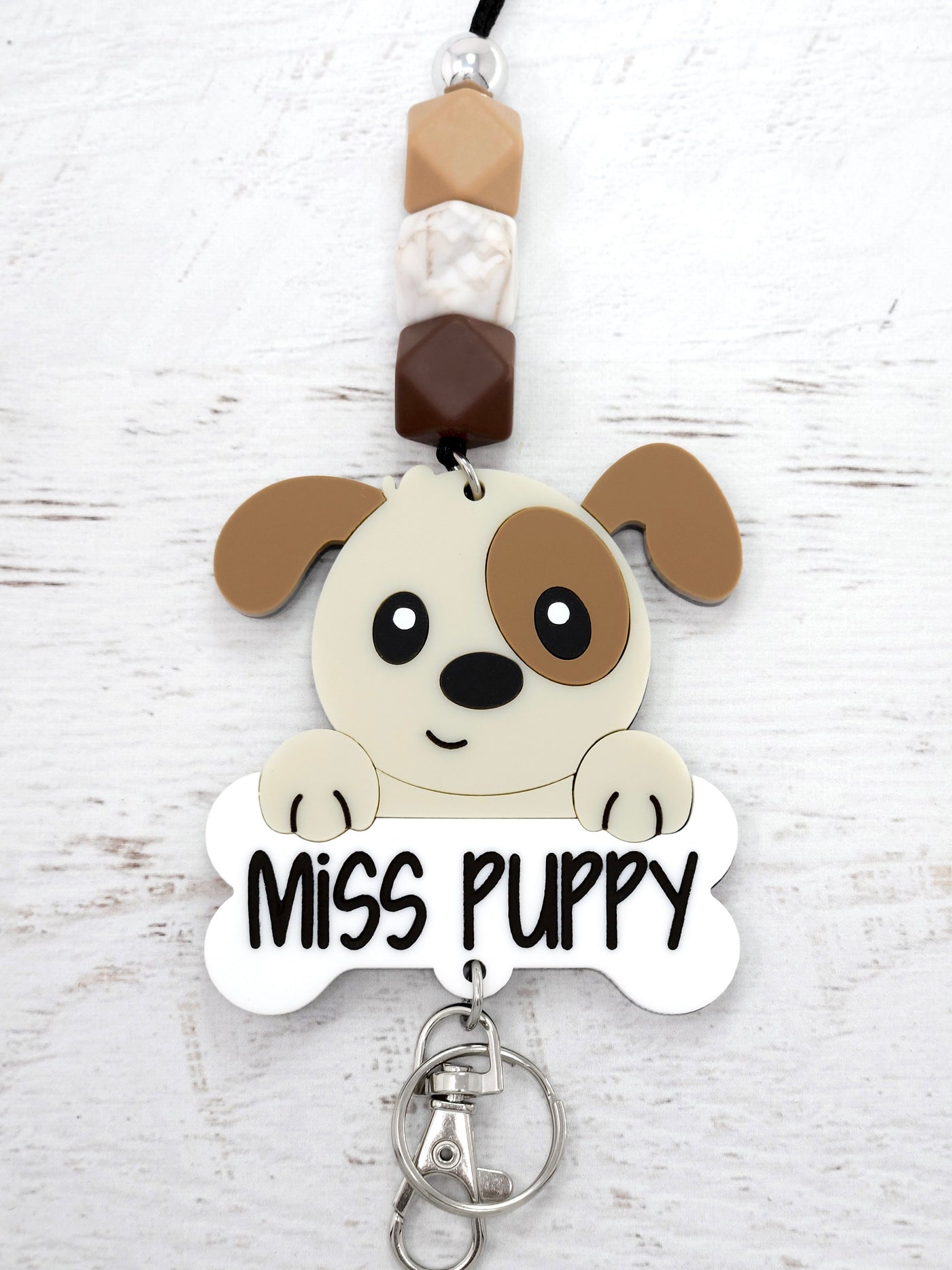 Personalized Acrylic Cute Puppy Lanyard