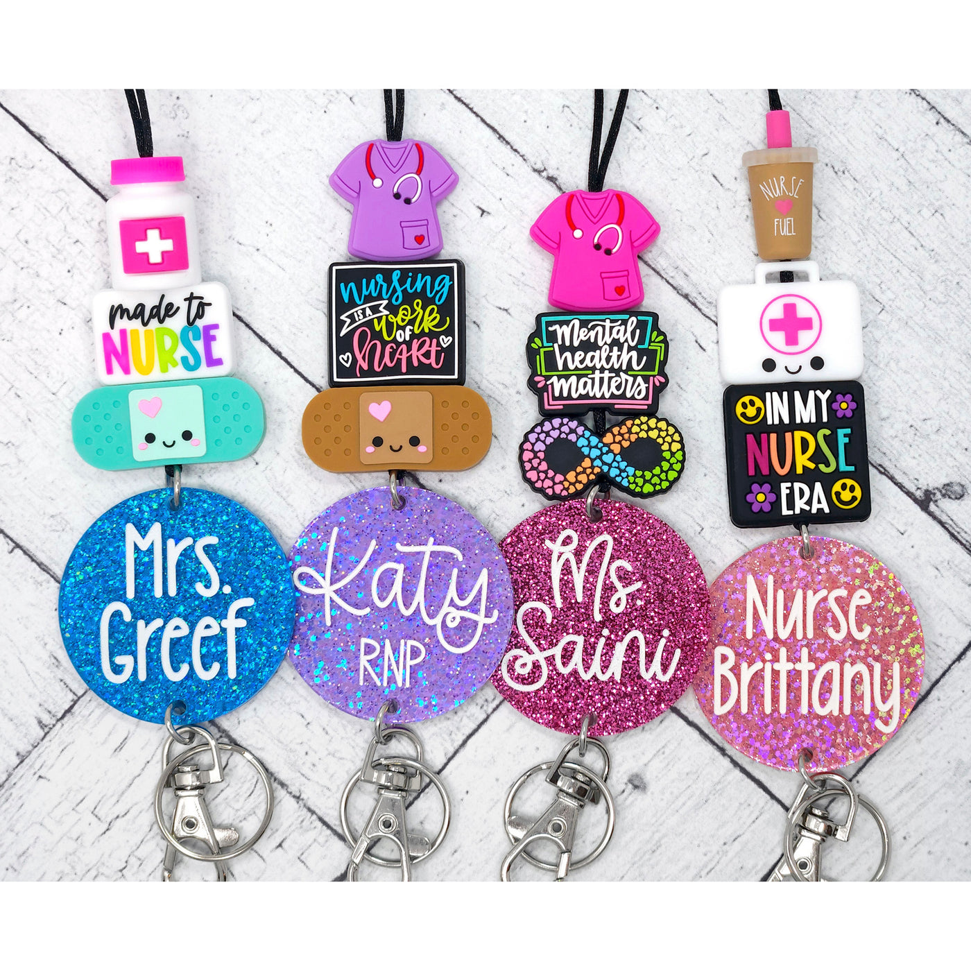 Personalized Nurse 3 Focal Bead Engraved Lanyard