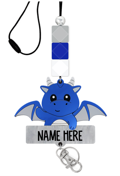 Personalized Blue Acrylic Dragon Lanyard