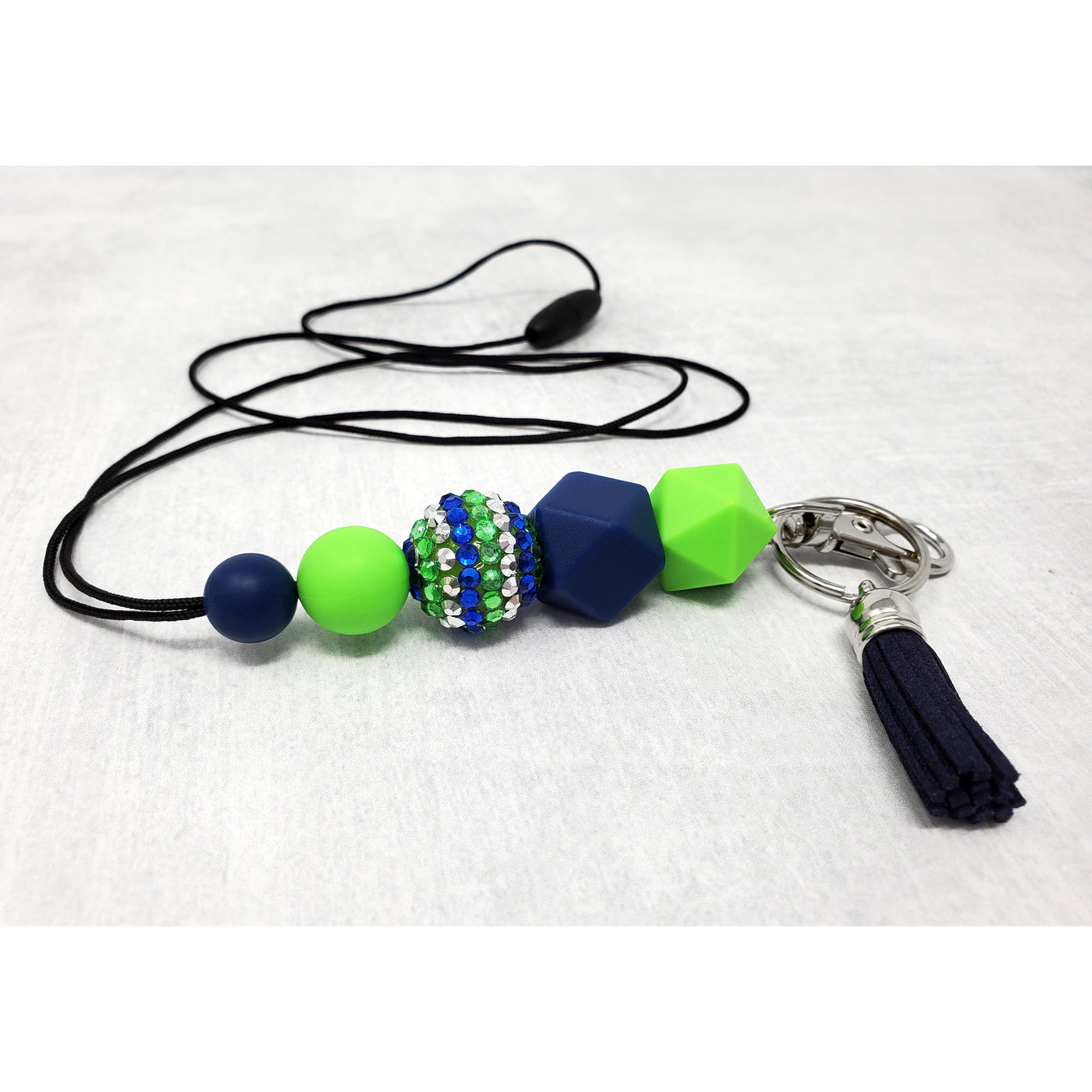 Navy and Green Silicone Lanyard