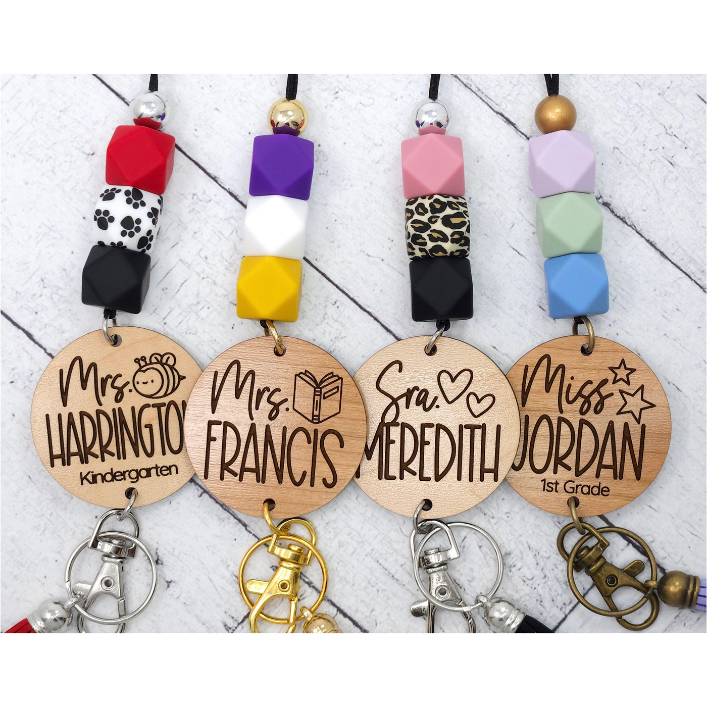 Wood Engraved Teacher Lanyard