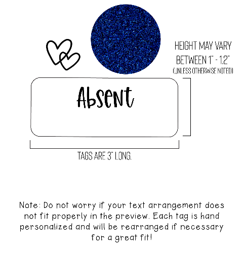 Engraved Glitter Name Tag