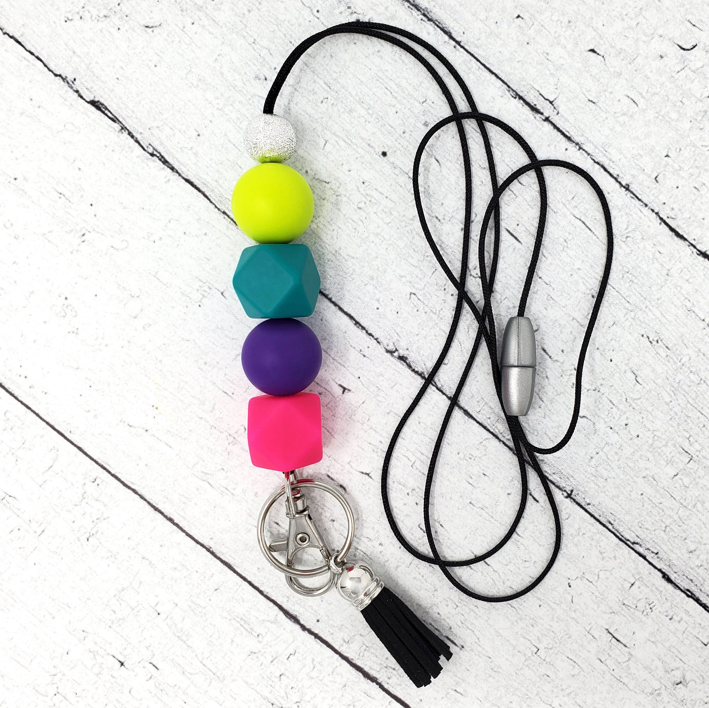 Colorful Hex and Round Silicone Lanyard