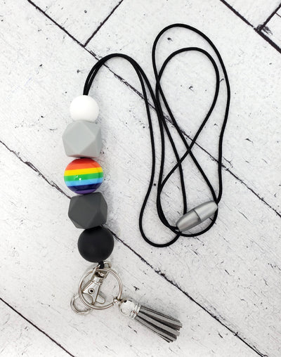Neutral and Rainbow Silicone Lanyard