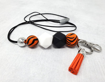 Tiger Print Silicone Lanyard