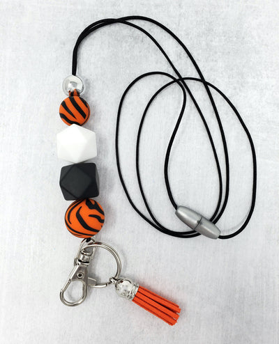 Tiger Print Silicone Lanyard