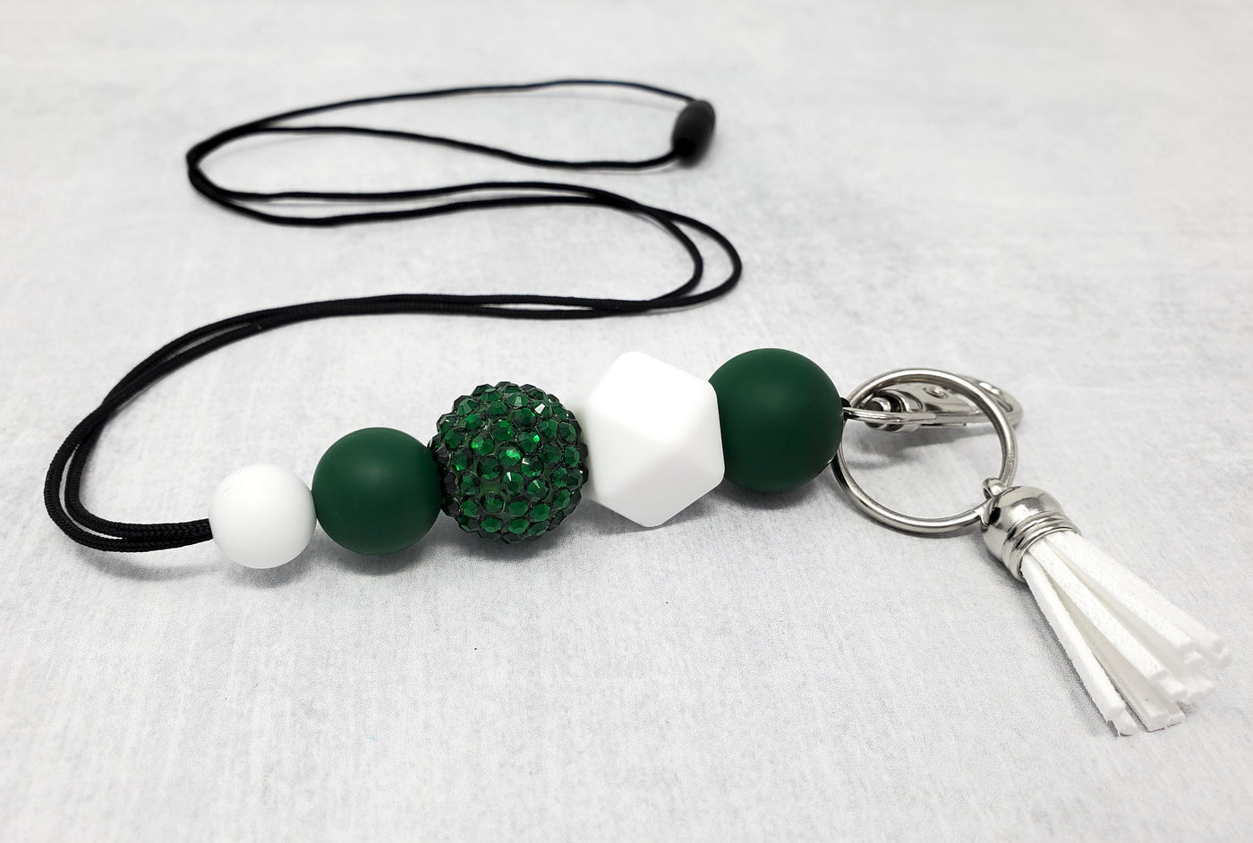 Green and White Silicone Lanyard