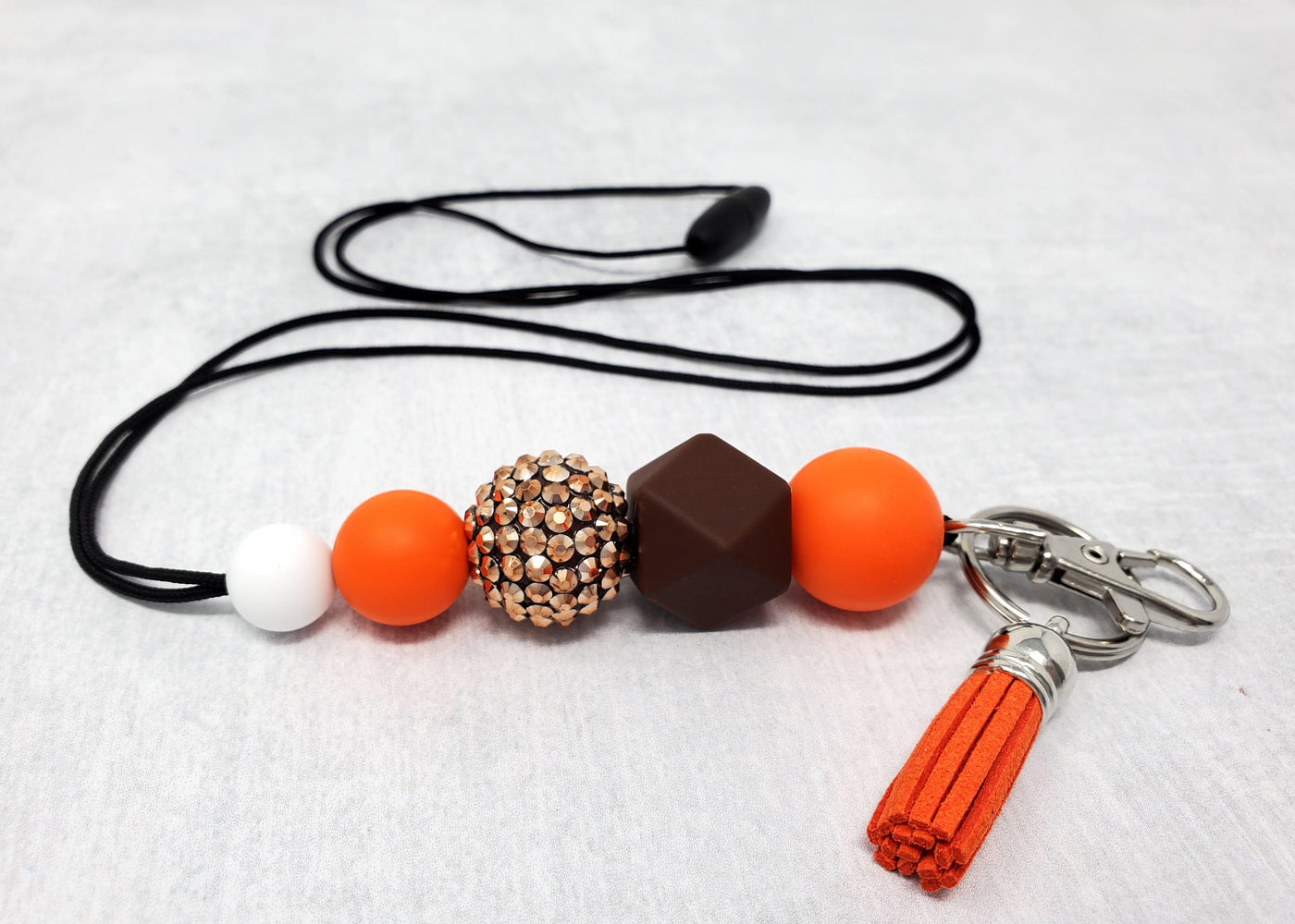 Orange and Brown Silicone Lanyard