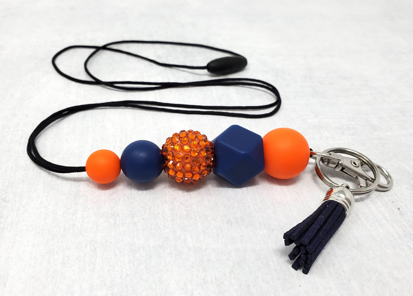 Navy and Orange Silicone Lanyard