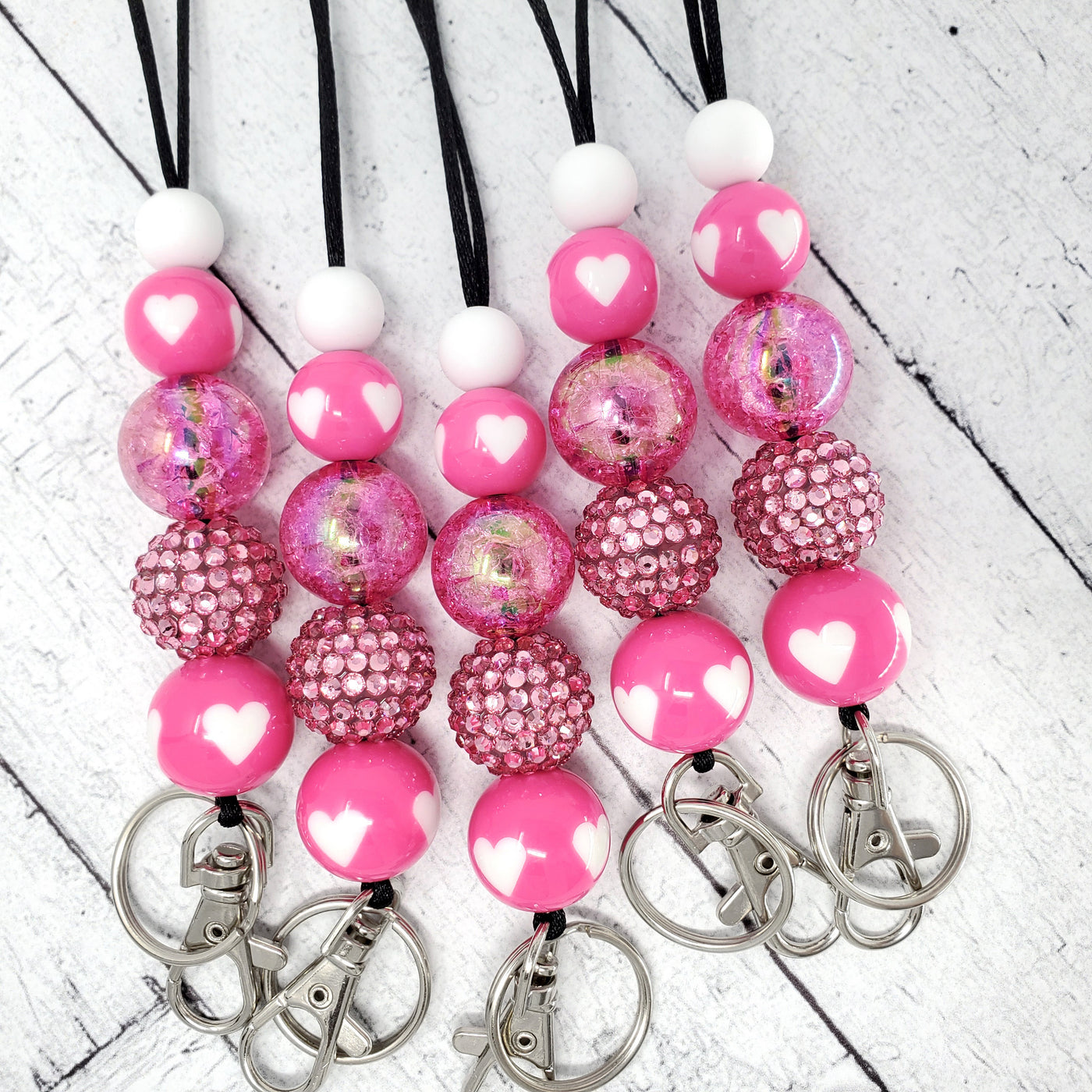 Pink Hearts Lanyard