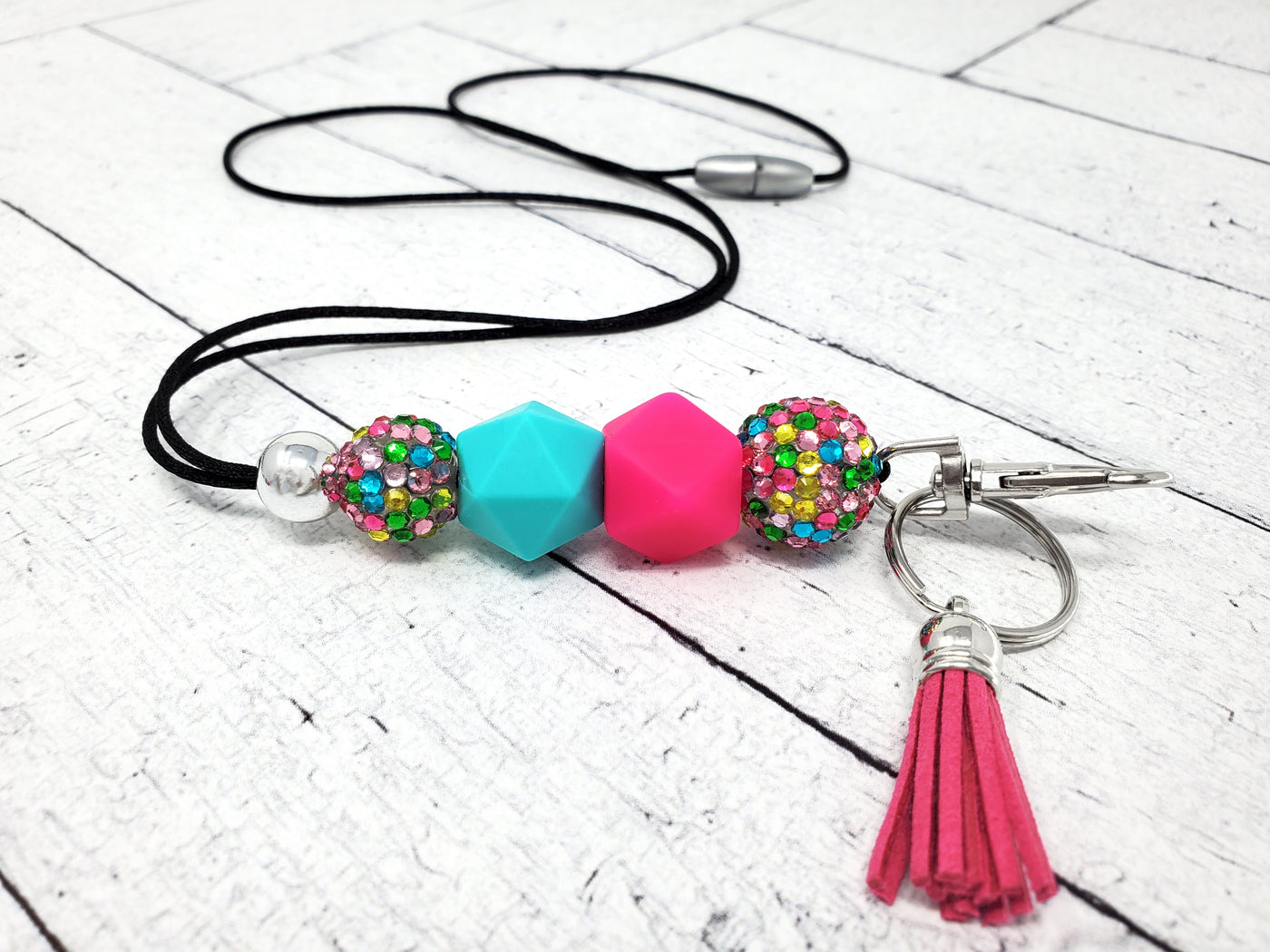 Bright Summer Rhinestone & Silicone Lanyard