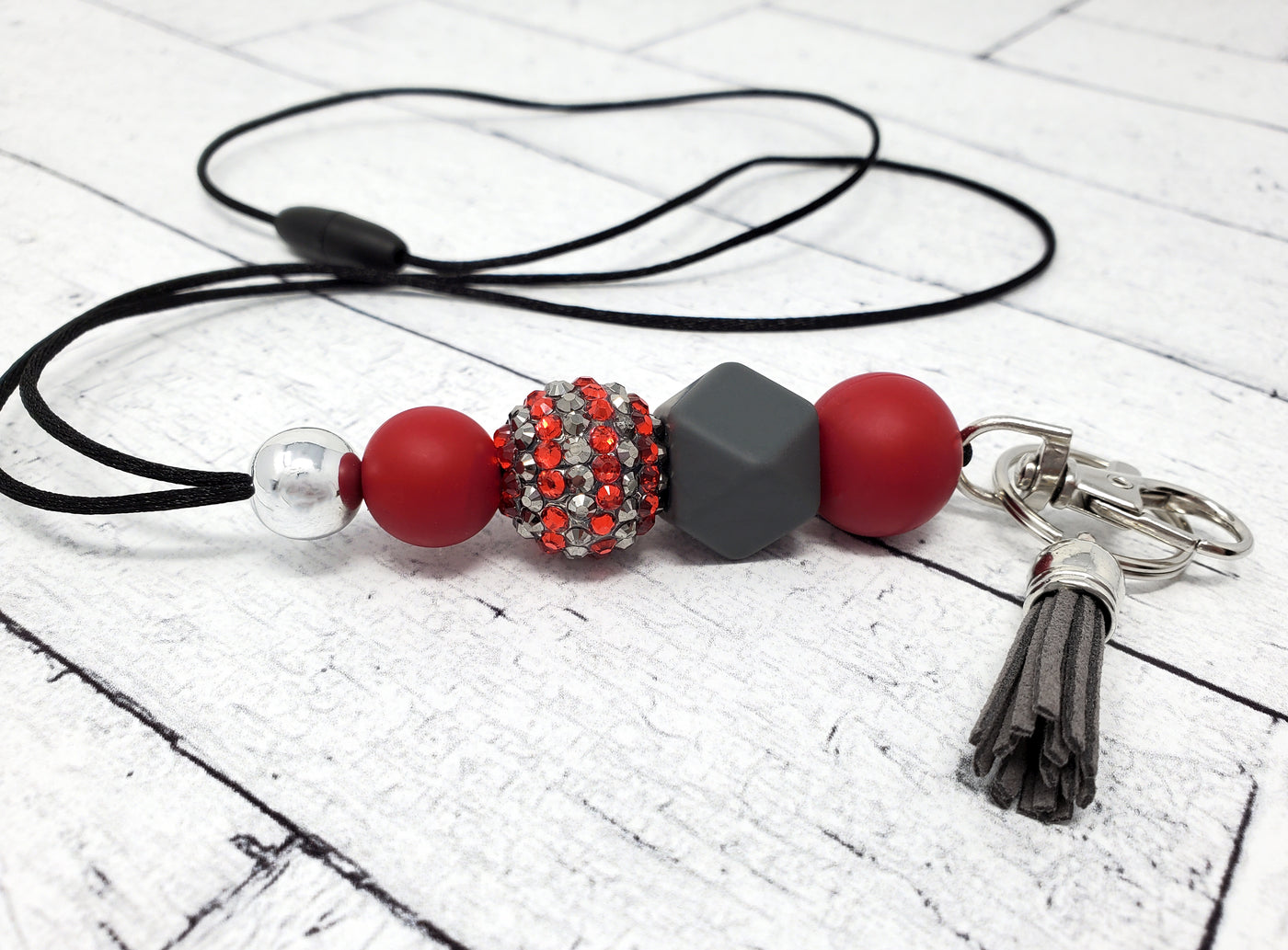 Red and Gray Silicone Lanyard