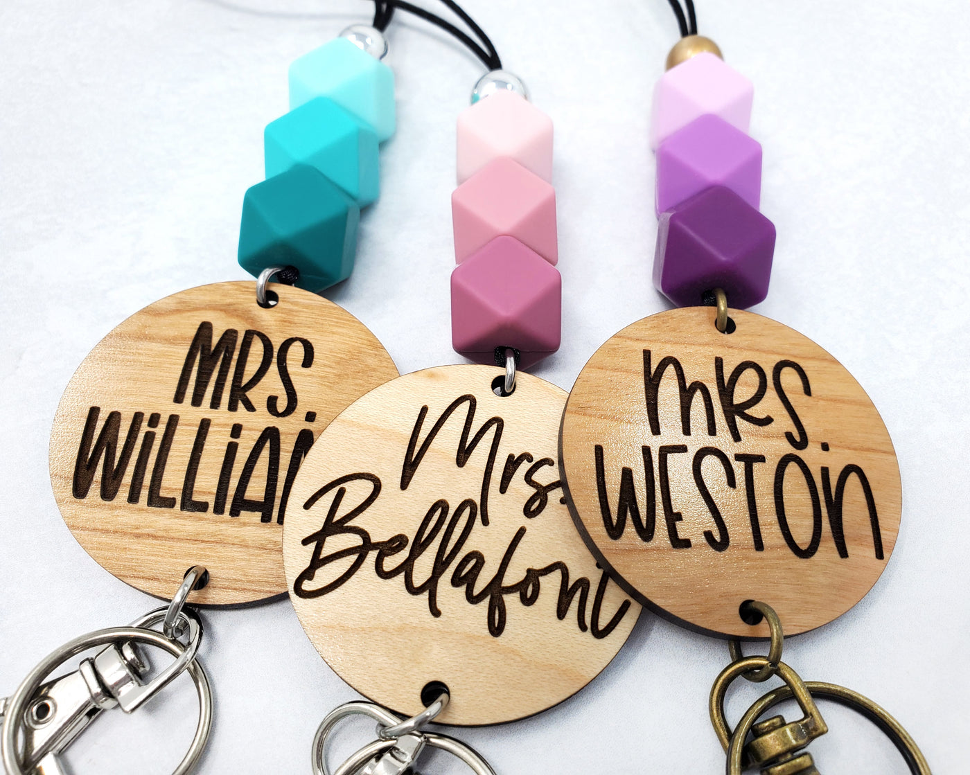 Personalized (Name Only) Wood Engraved Teacher Lanyard
