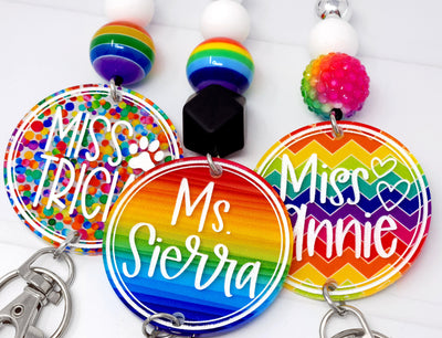 Rainbow Round Acrylic Lanyard