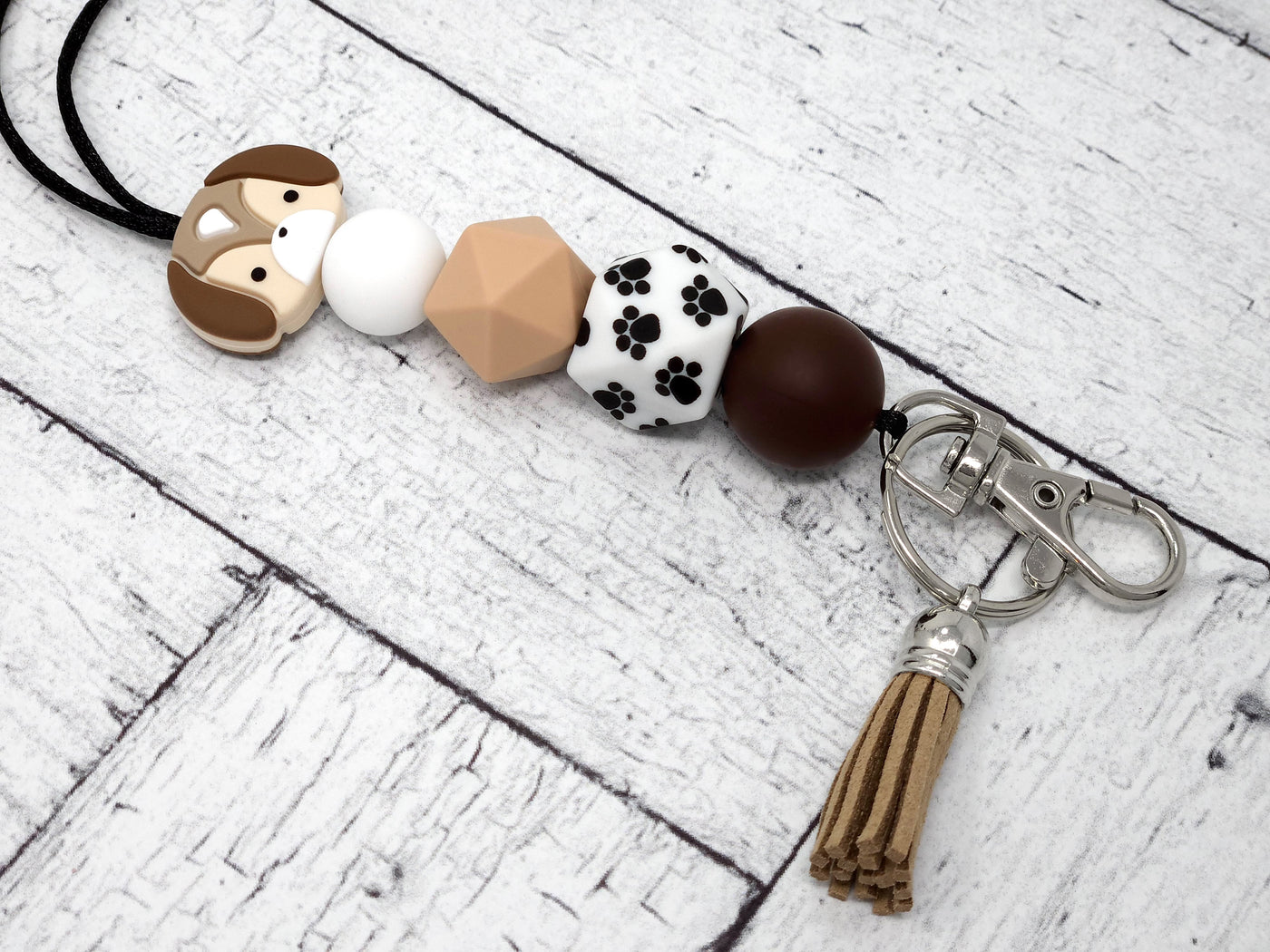 Brown Puppy Silicone Lanyard