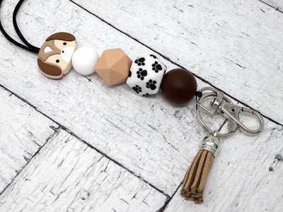 Brown Puppy Silicone Lanyard
