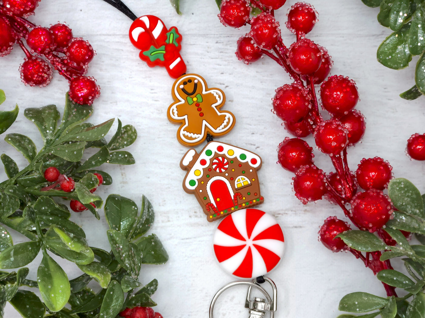 Gingerbread House Silicone Lanyard