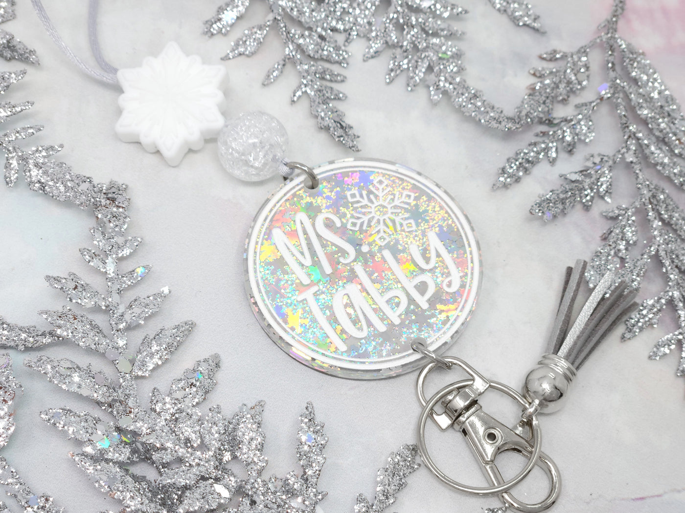Personalized Snowflake Acrylic Lanyard