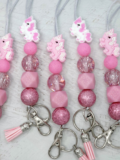 Adorable Pink Unicorn Silicone Lanyard