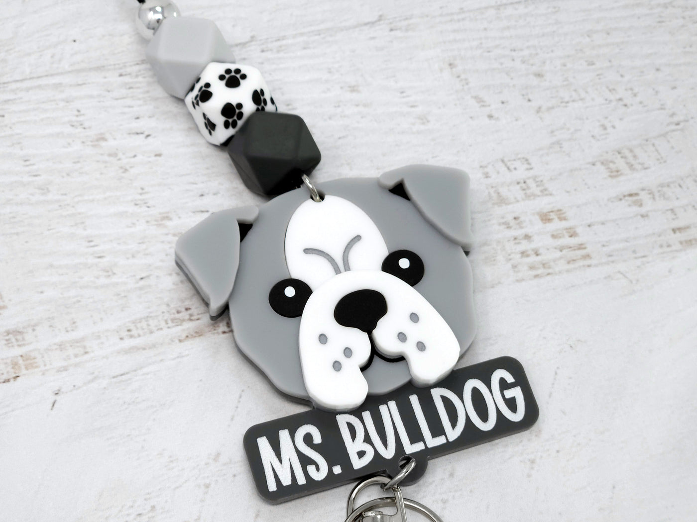 Personalized Acrylic Bulldog Lanyard