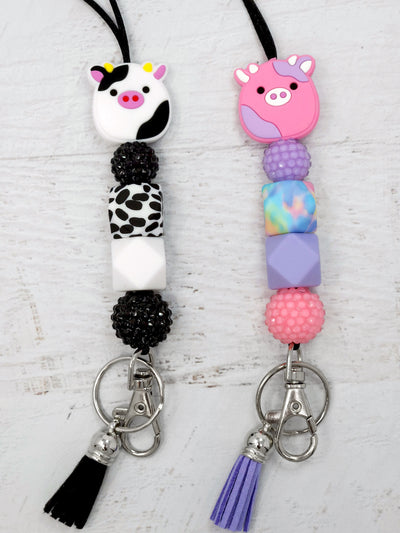 Adorable Cow Silicone Lanyard