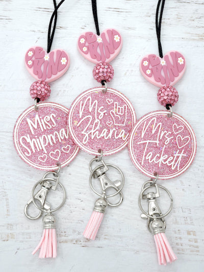 Be Kind Dusty Rose Personalized Acrylic Lanyard