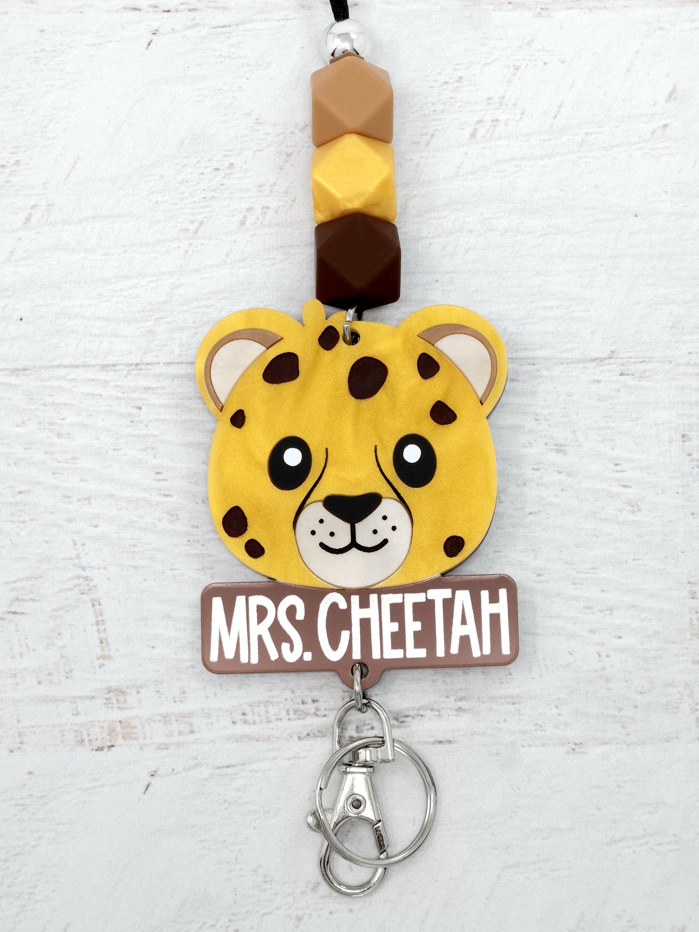 Personalized Acrylic Cheetah Lanyard