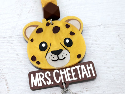 Personalized Acrylic Cheetah Lanyard