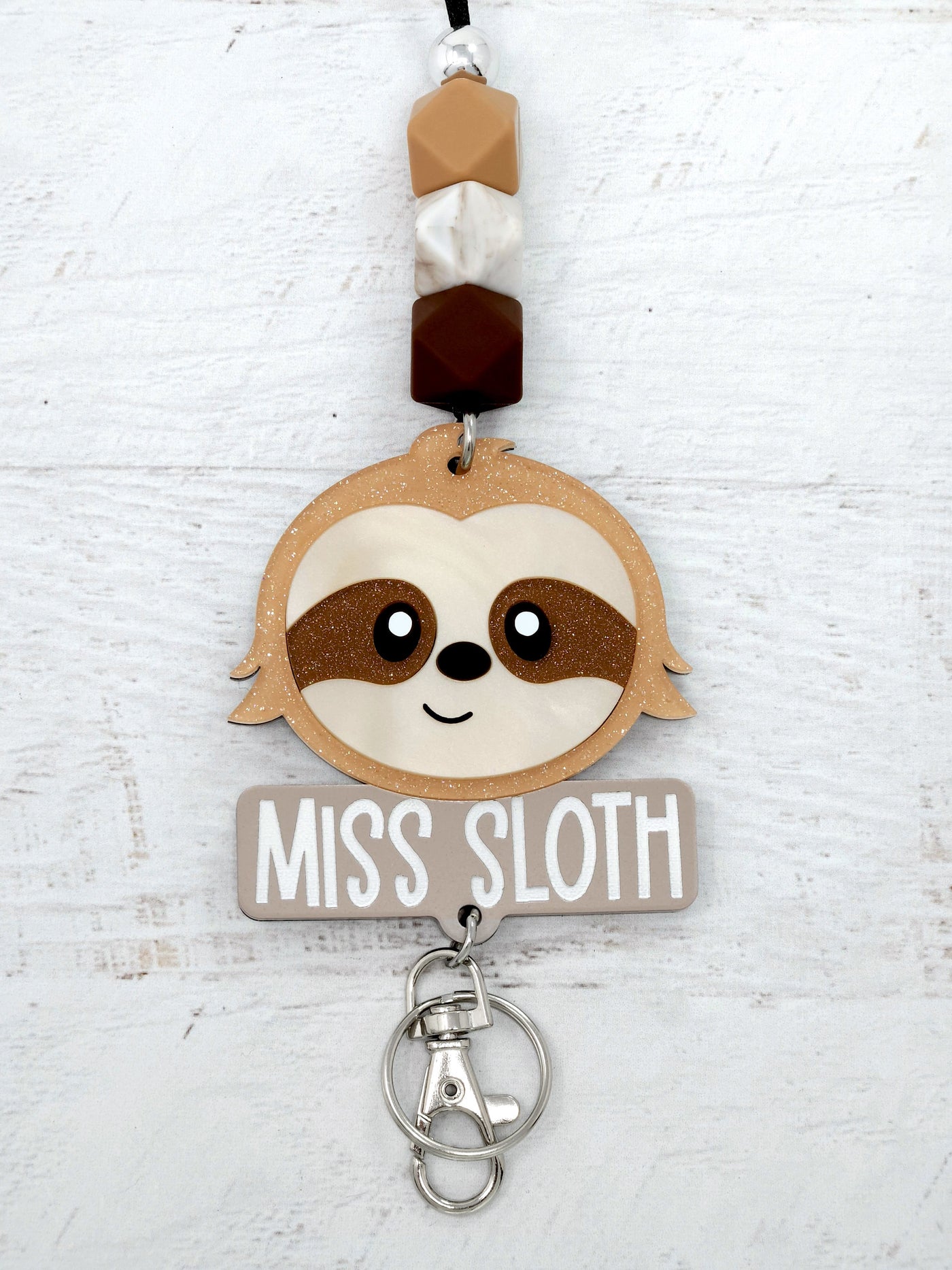 Personalized Acrylic Sloth Lanyard