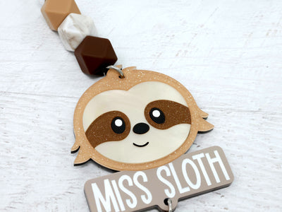 Personalized Acrylic Sloth Lanyard