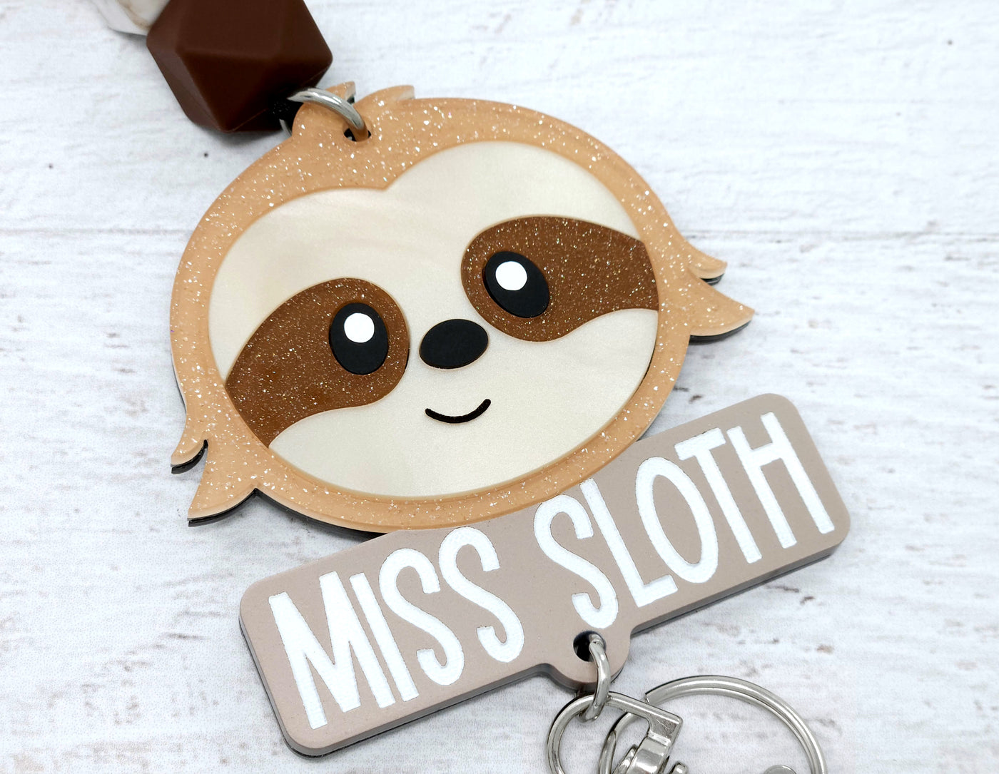Personalized Acrylic Sloth Lanyard