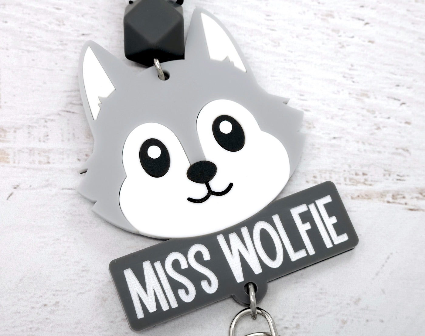 Personalized Acrylic Wolf Lanyard