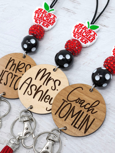 Personalized Best Teacher Ever Wood Engraved Teacher Lanyard