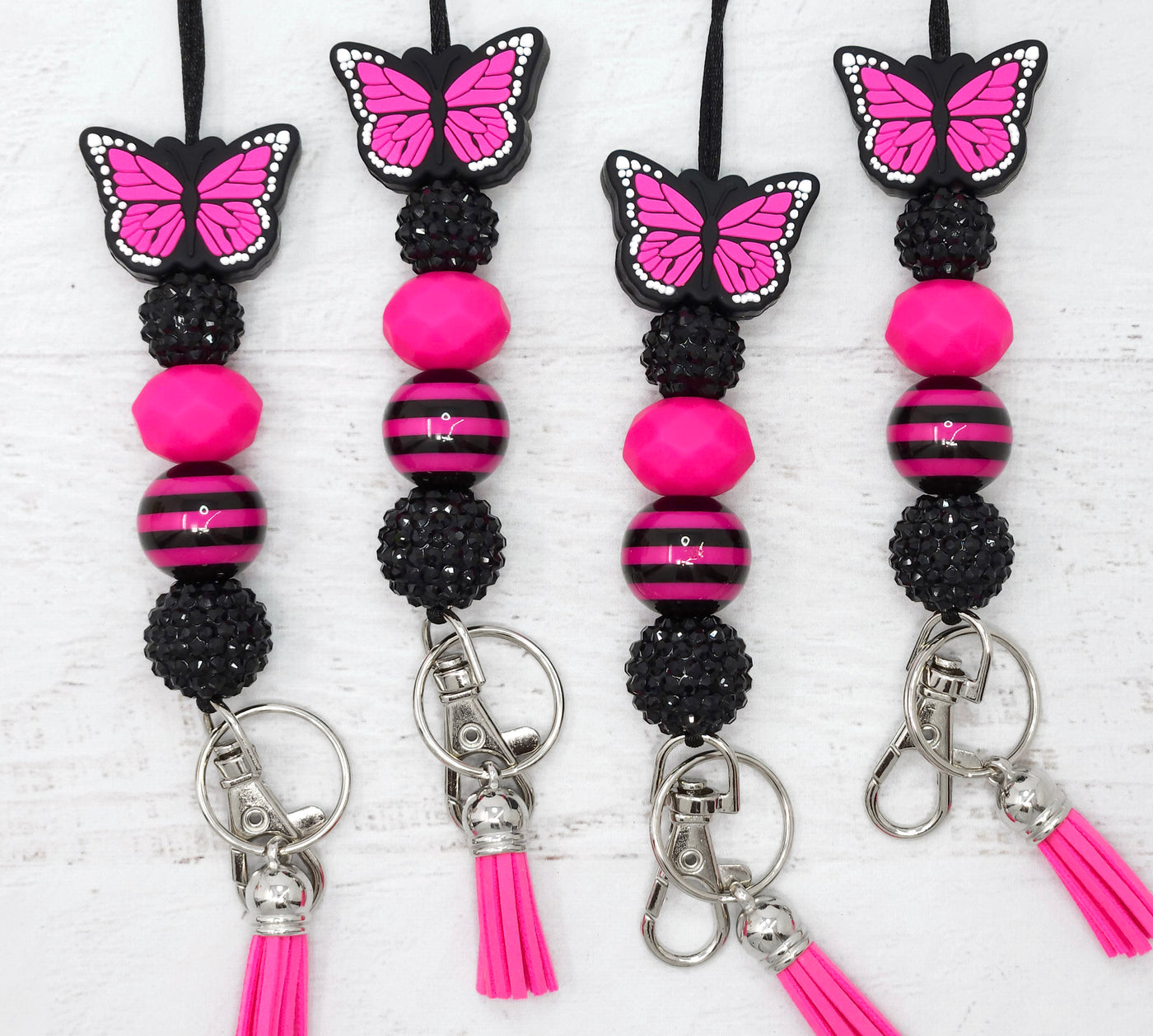 Hot Pink Butterfly Silicone Lanyard
