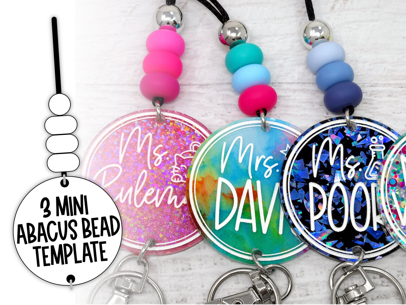 Custom 3 Mini-Abacus Bead Lanyard