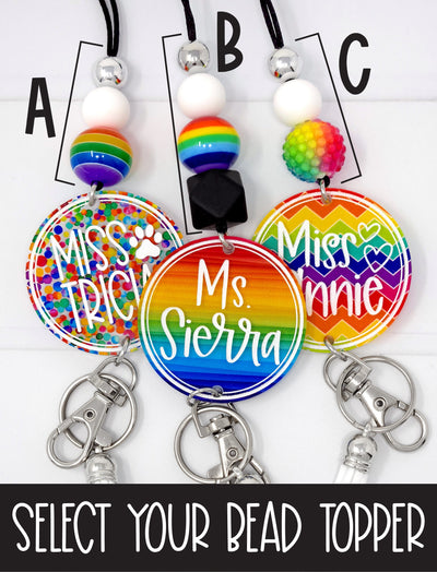 Rainbow Round Acrylic Lanyard