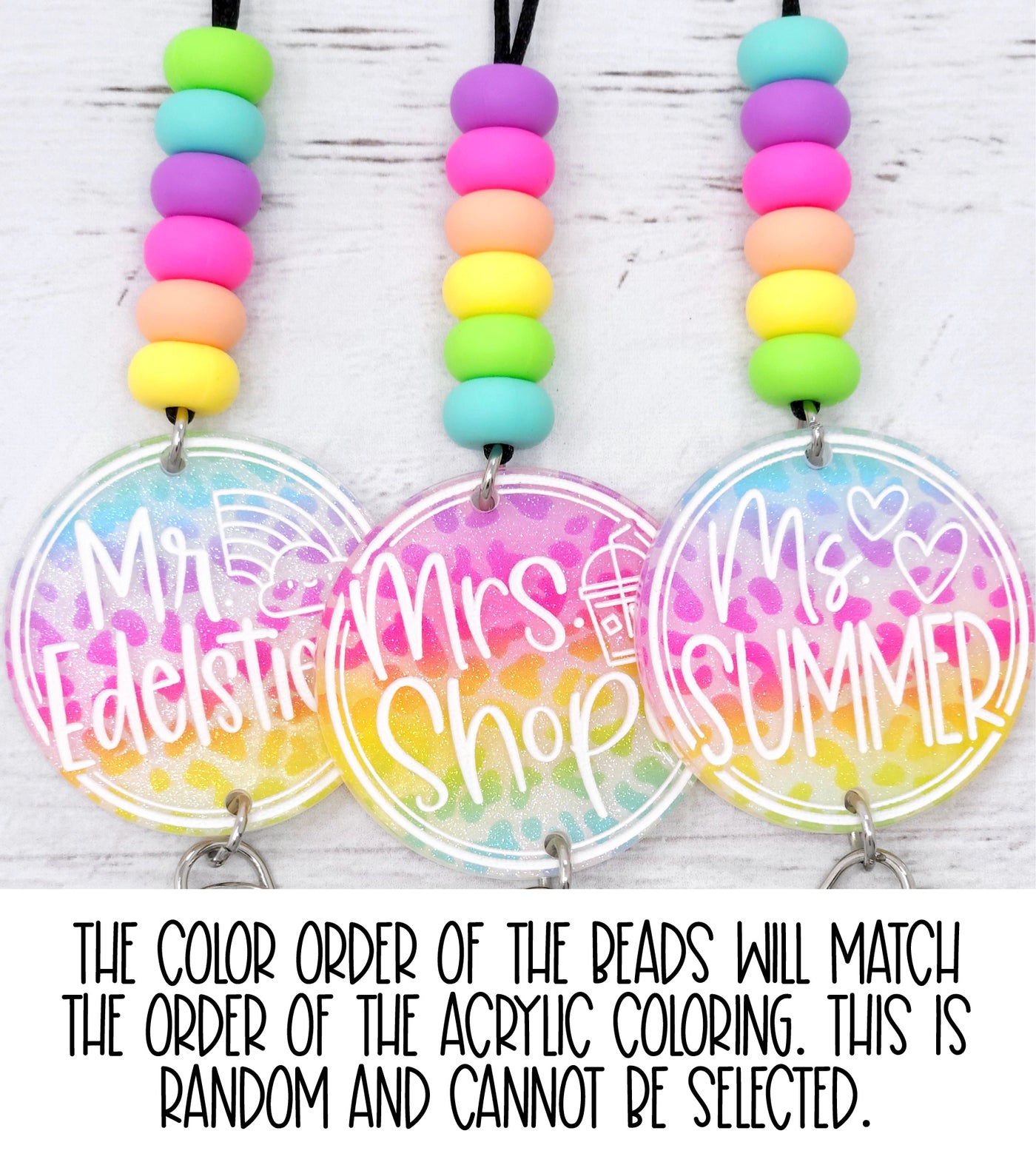 Rainbow Leopard Shimmer Acrylic Lanyard