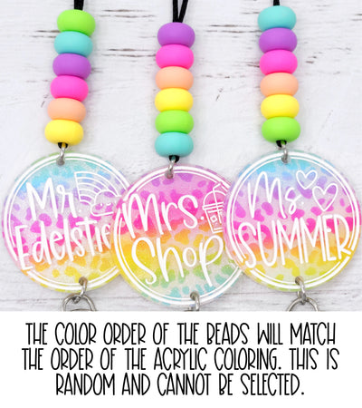 Rainbow Leopard Shimmer Acrylic Lanyard