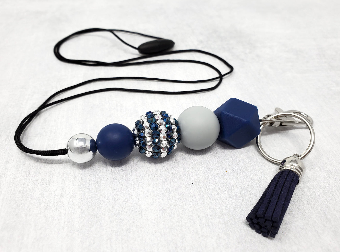 Navy and Gray Silicone Lanyard