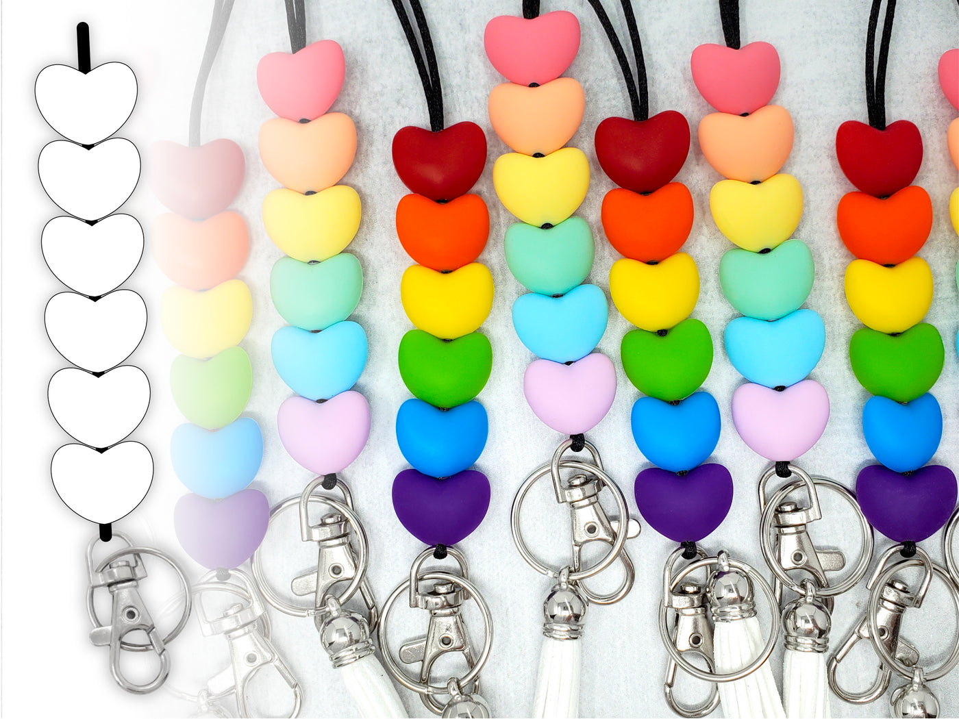 Custom Silicone Heart Bead Lanyard