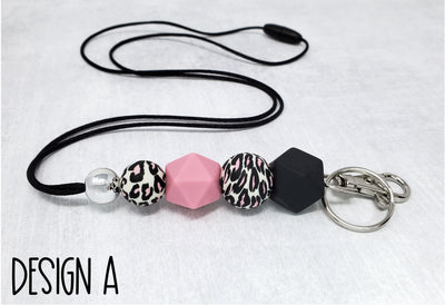 Pink Leopard Silicone Lanyard