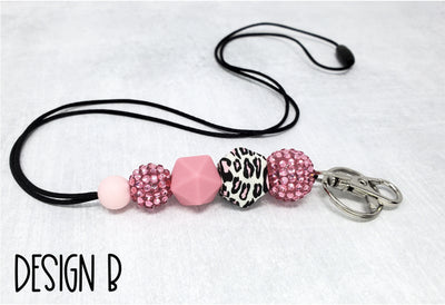 Pink Leopard Silicone Lanyard