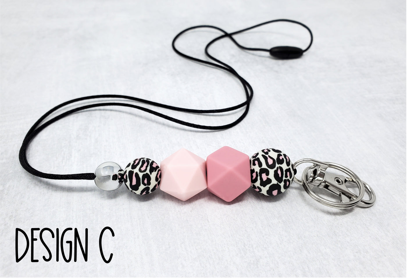 Pink Leopard Silicone Lanyard