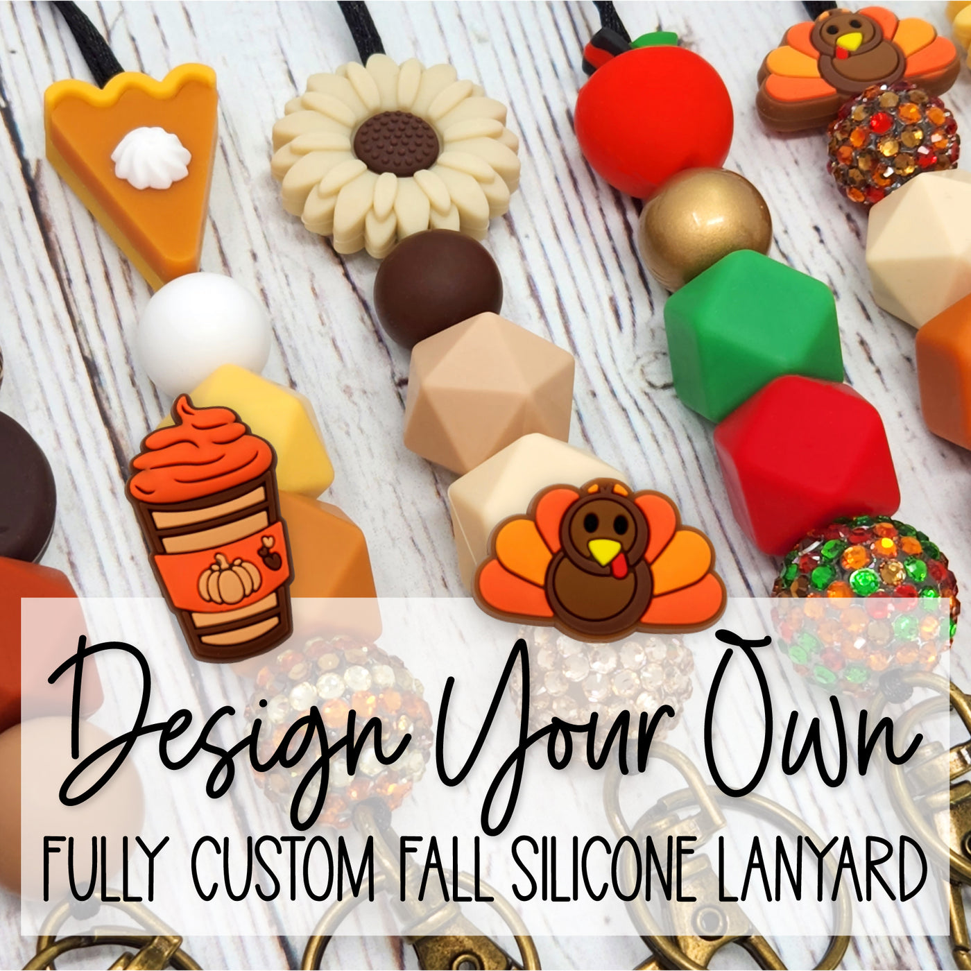 Fully Custom Fall/Thanksgiving Silicone Lanyard