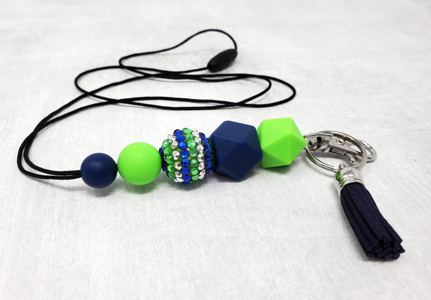 Navy and Green Silicone Lanyard